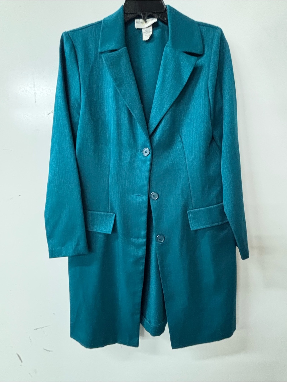 Impressions Teal Long Single-Breasted Blazer